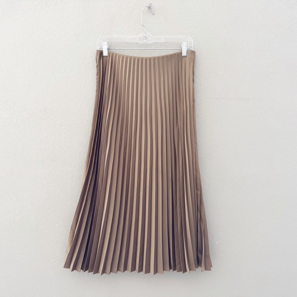 J. Crew Gwyneth Pleated Slip Skirt Small Midi Camel Tan Classic Timeless Preppy - Picture 6 of 13